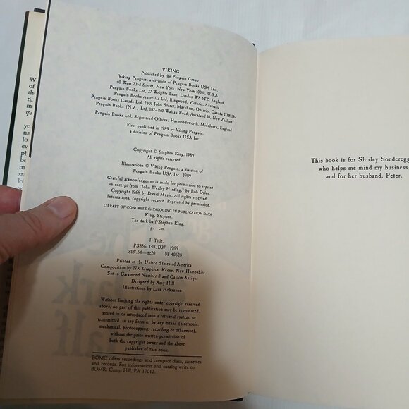 Stephen King The Dark Half Viking 1989 Hardcover Dust Jacket Horror 2 Suspense - Picture 4 of 5